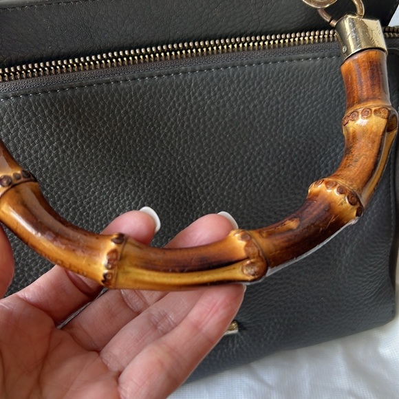 Elaine Turner Leather Handbag with Bamboo Handle - Picture 10 of 11